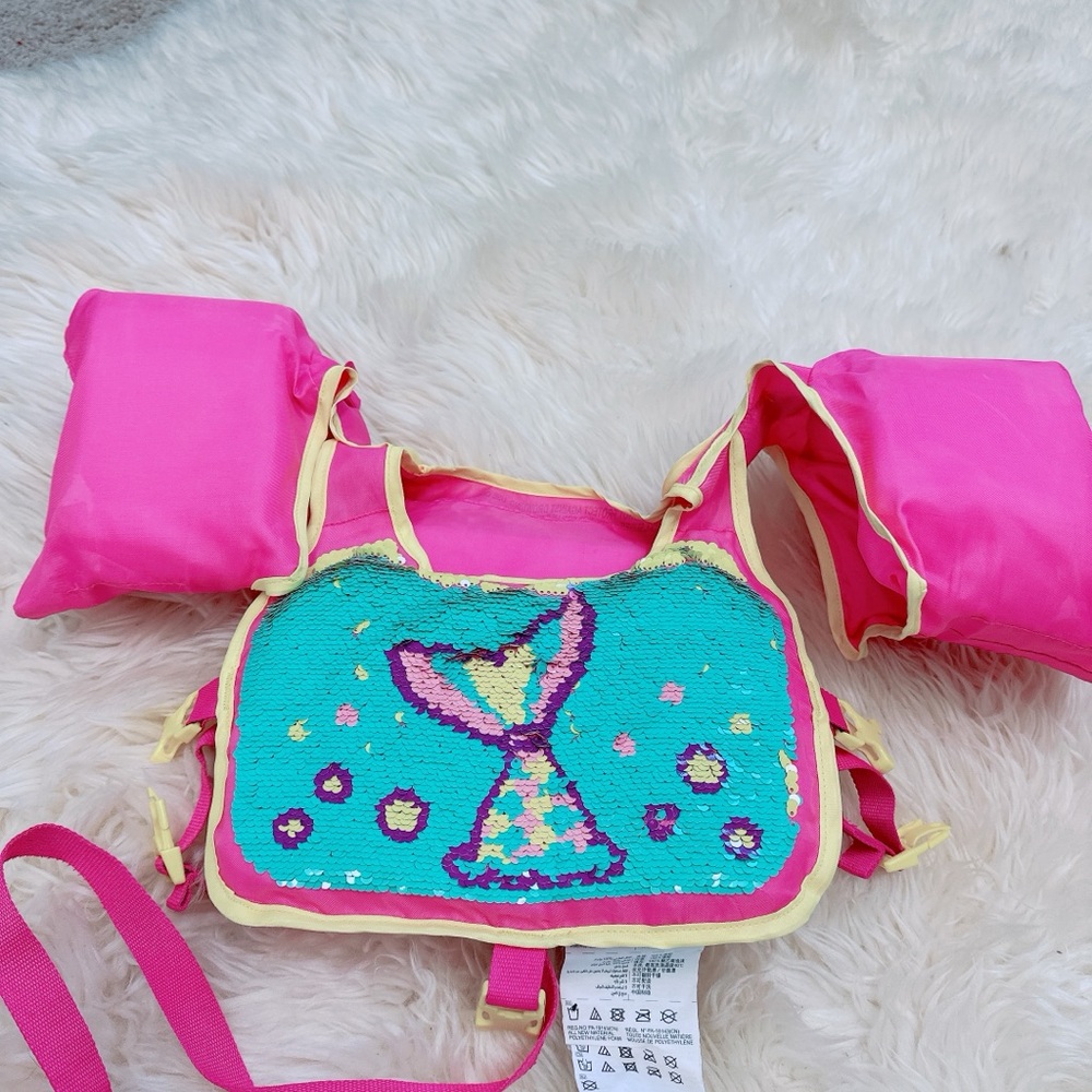 Toddler Swim Vest with Arm Floaties - Mermaid Sequin Design - 3-5 Years